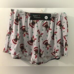 NWT, Santa’s Treasures, 2 pack sleep shorts Size XL, Christmas pug print & black